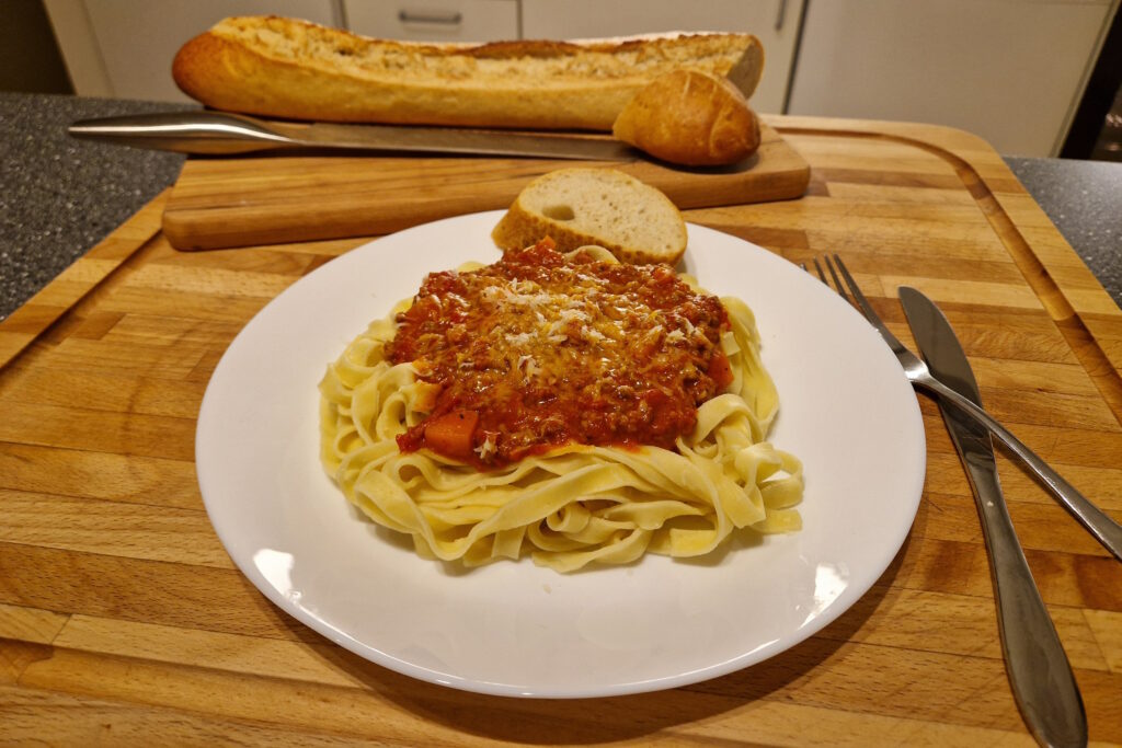 spaghetti bolognese med flute