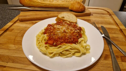 spaghetti bolognese med flute